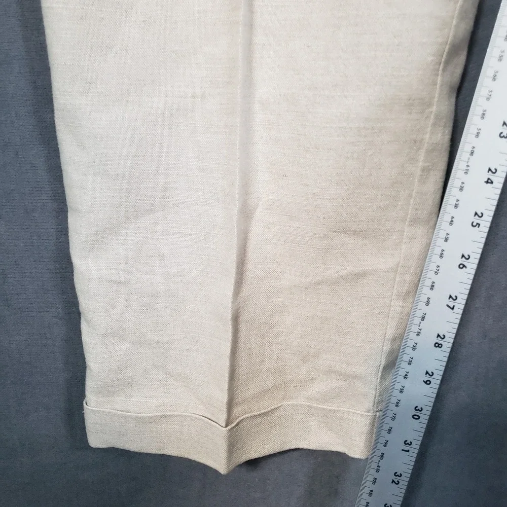 Dockers Trousers Mens W40 L32 Beige Linen Cotton Pleated Relaxed Fit